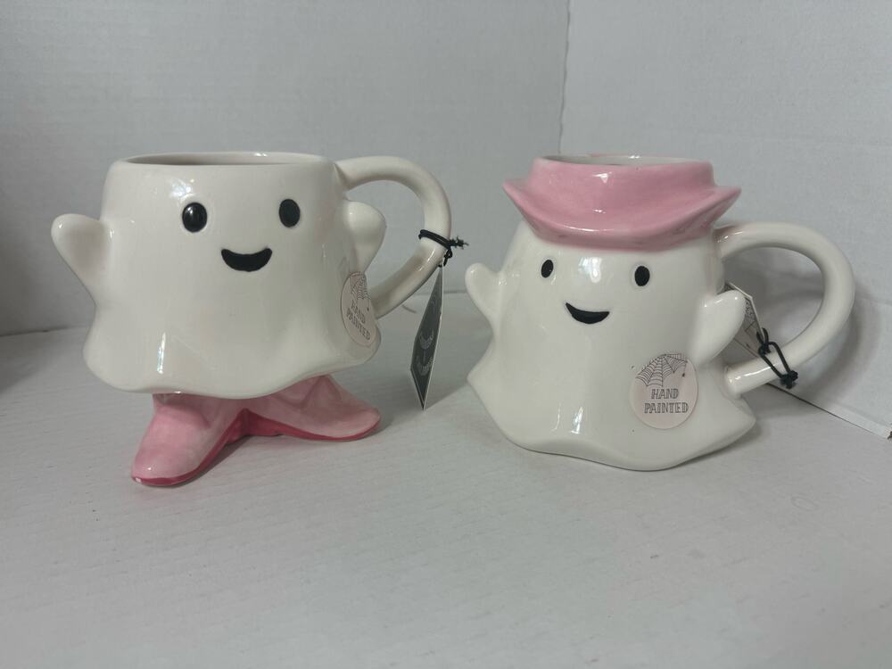 Cobwebs and Cauldrons Ghost Mug Set Halloween Cowgirl Ghosties